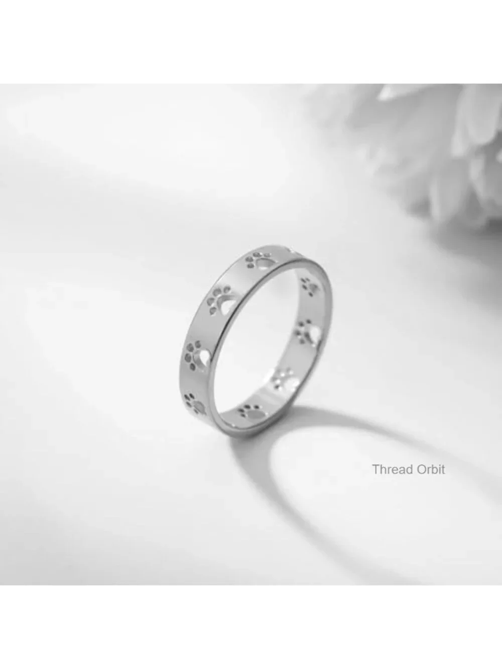 Adjustable Paw Print Stacking Rings Stainless Steel Pet Lover Band Minimalist